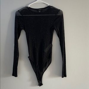 Mesh black sparkly bodysuit